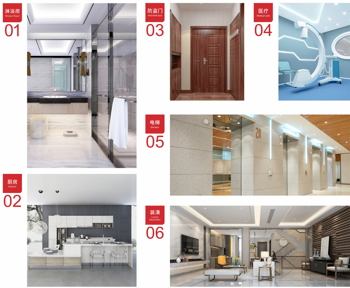 公司產品廣泛適用于裝飾裝潢、電梯、淋浴房、拼接防盜門、廚房設備、標示標牌企業(yè)、船舶、醫(yī)療器械等行業(yè)。